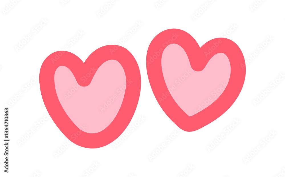Pink Heart Shape icon, Heart Simple Outline, Graphic Heart for Valentine's day, Heart Sticker Hand Drawn Pink Heart Shape icon, Heart Simple Outline, Graphic Heart for Valentine's day, Heart Sticker Hand Drawn