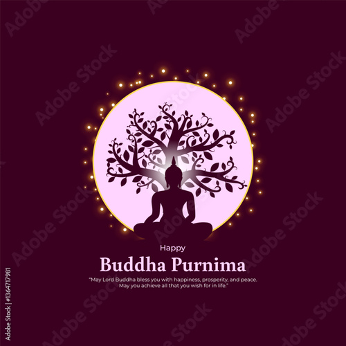 Vector illustration of Happy Buddha Purnima social media template