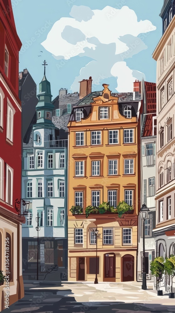 Fototapeta premium Urban City View Showcasing Historic and Modern Architecture Styles