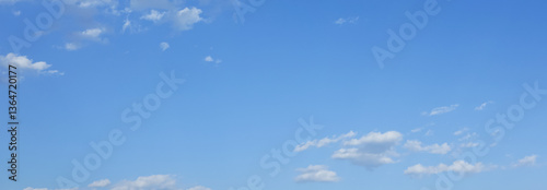Obraz na płótnie blue sky and fantastic soft white clouds , horizontal shape with space for design. Web banner. Wide. Panoramic. Website header w salonie