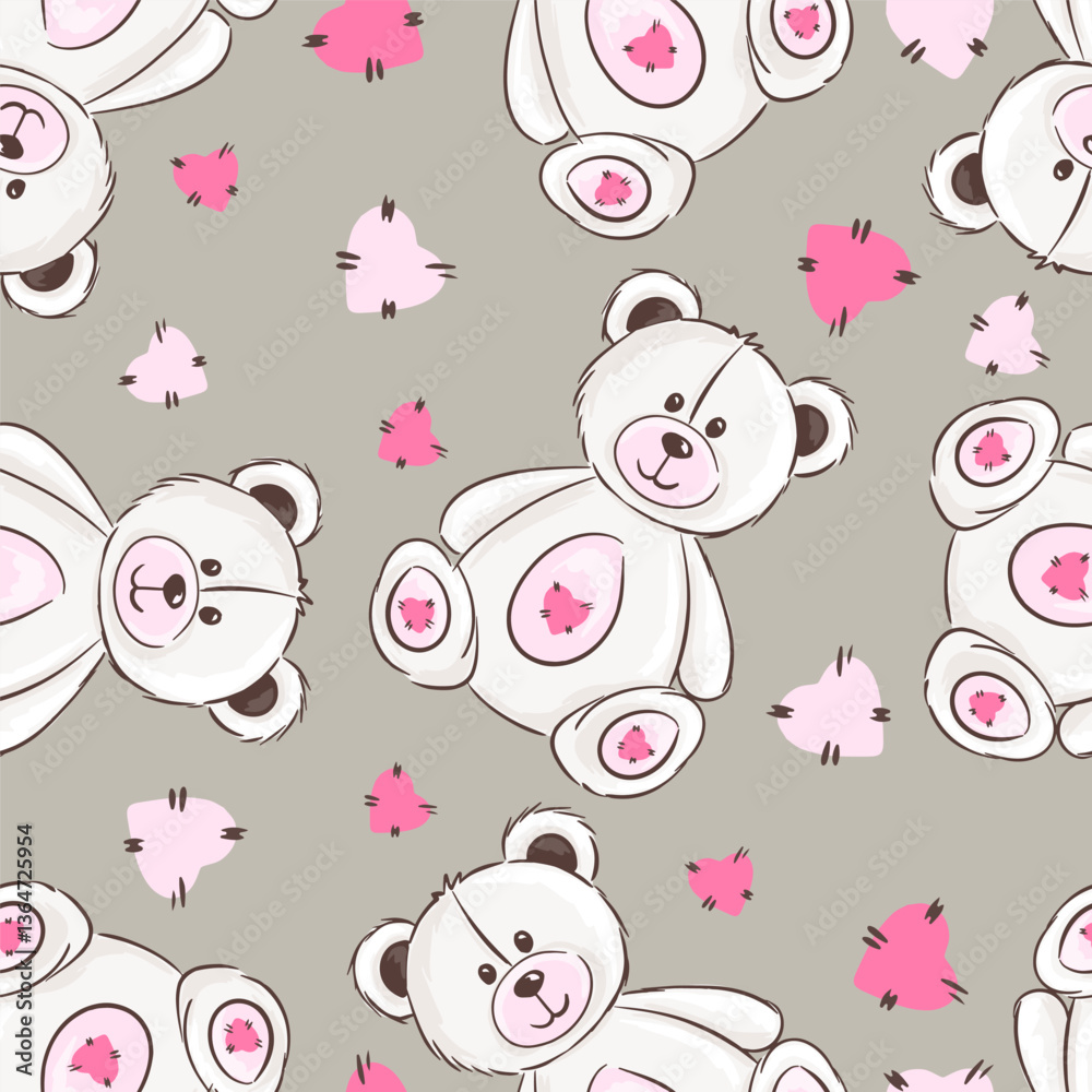 Cute teddy bear seamless pattern with pastel colors for kids and baby designs. Vector illustration Cute teddy bear seamless pattern with pastel colors for kids and baby designs. Vector illustration