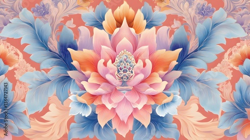 Colorful abstract design, vibrant patterns featuring pink and blue hues, ideal for art, decoration, or digital backgrounds.