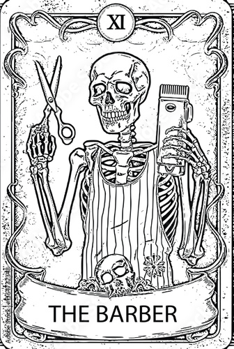 The Barber of Death  Gothic Tarot Card Illustration