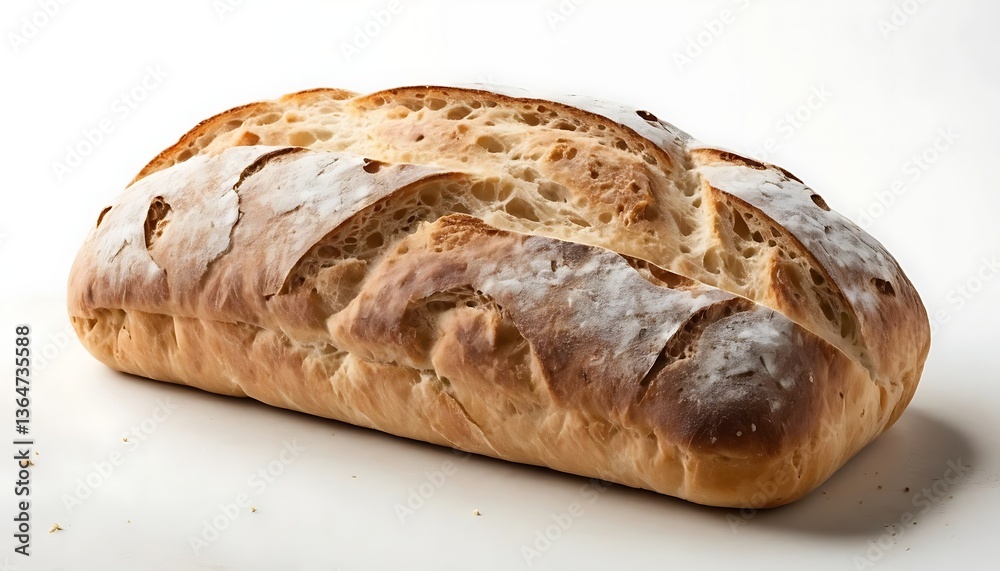 Freshly Baked Loaf of Sourdough Bread with Crispy Crust on White Freshly Baked Loaf of Sourdough Bread with Crispy Crust on White