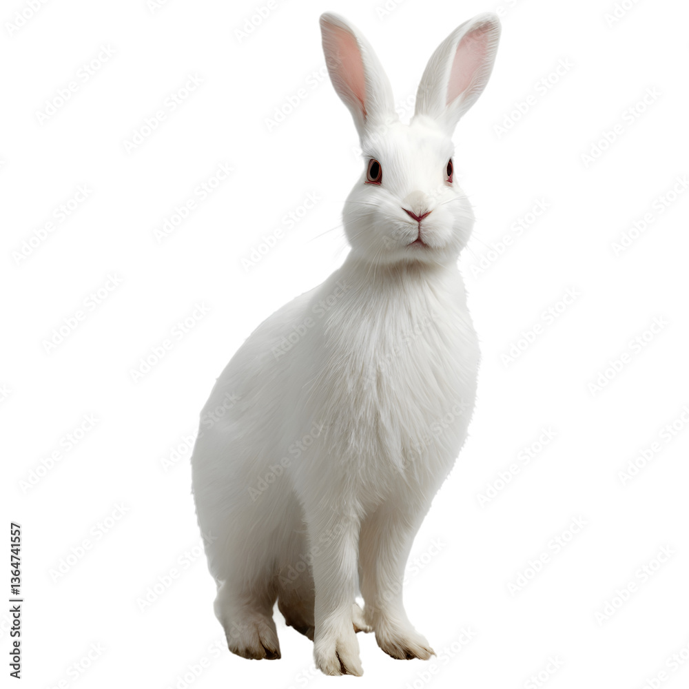 Fototapeta premium Pretty white rabbit isolated on a white background