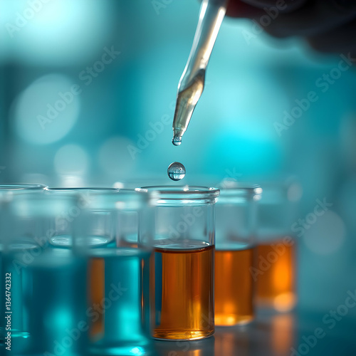 Chemical Experiment: Pipette and Test Tubes in Laboratory Research