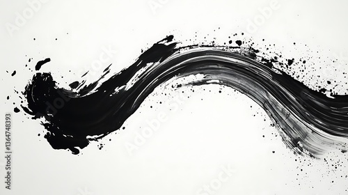 Black Ink Brush Stroke Wave. (1)