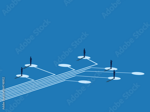Links, Networks,  Businessmen Standing on a Logical Tree