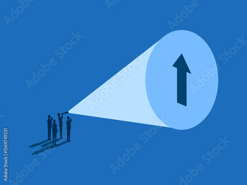 Business leaders hold binoculars and look for growth