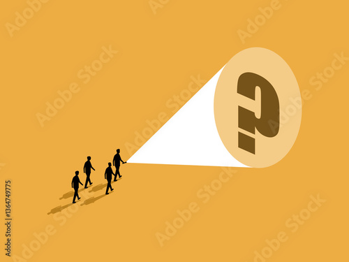 Business leader holding a flashlight searching for questions to solve problems