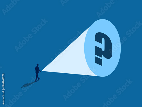 Businessman holding a flashlight to point out problems