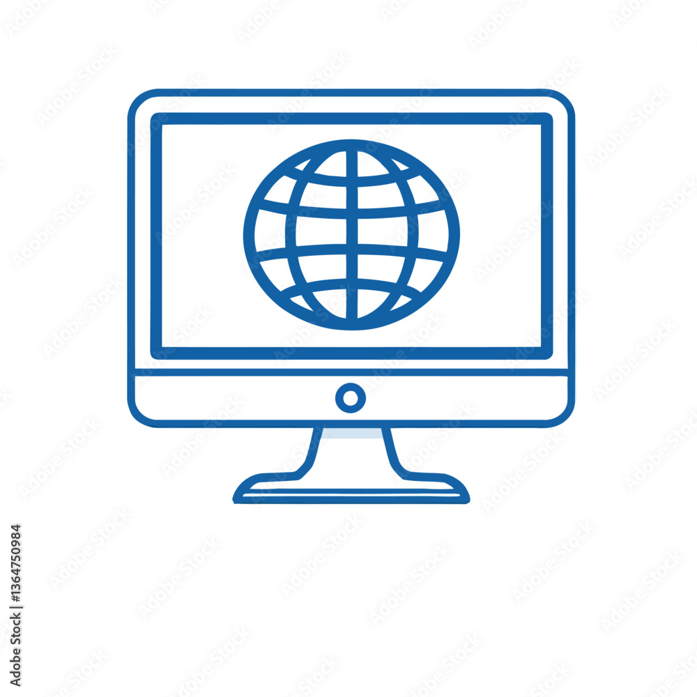Adobe Illustrator ArtworkInternet Globe on Retro Blue Monitor - A Minimalist Vector Symbolizing Technology, Global Connectivity, and Digital Communication Adobe Illustrator ArtworkInternet Globe on Retro Blue Monitor - A Minimalist Vector Symbolizing Technology, Global Connectivity, and Digital Communication