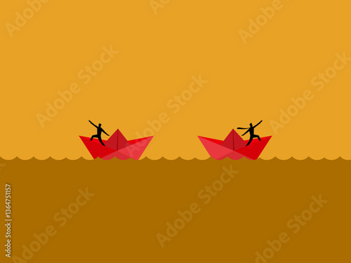 Different maxims, businessmen lead paper boats in different directions
