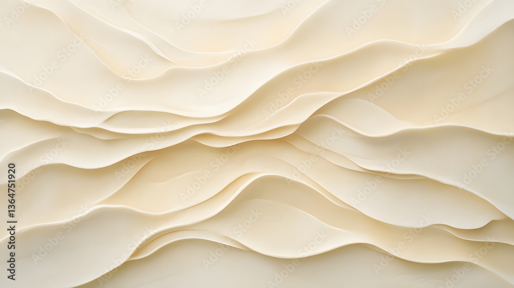 Obraz premium Soft beige fabric draping elegantly, textured folds creating depth and warmth, perfect for fashion or interior design concepts.