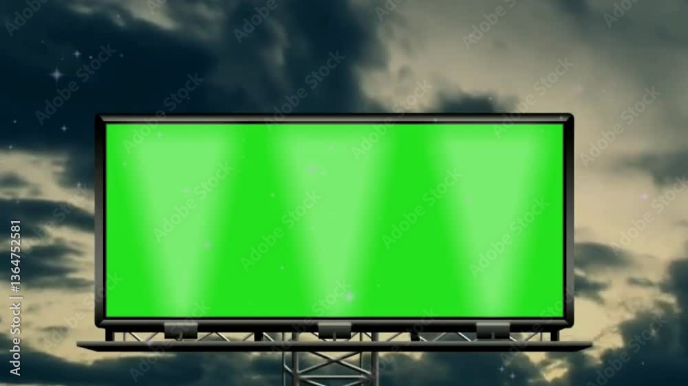 Time Lapse of Blank Billboard with a Green Screen on Night Street with light trails, city night background animation Time Lapse of Blank Billboard with a Green Screen on Night Street with light trails, city night background animation