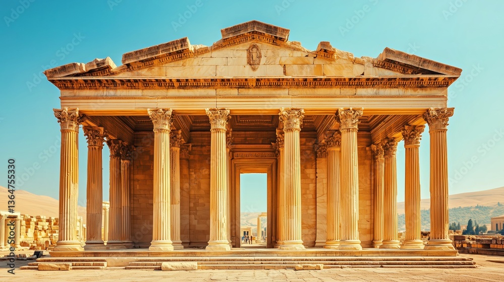 Obraz premium grand historical structure showcasing aged stone textures and classical architecture