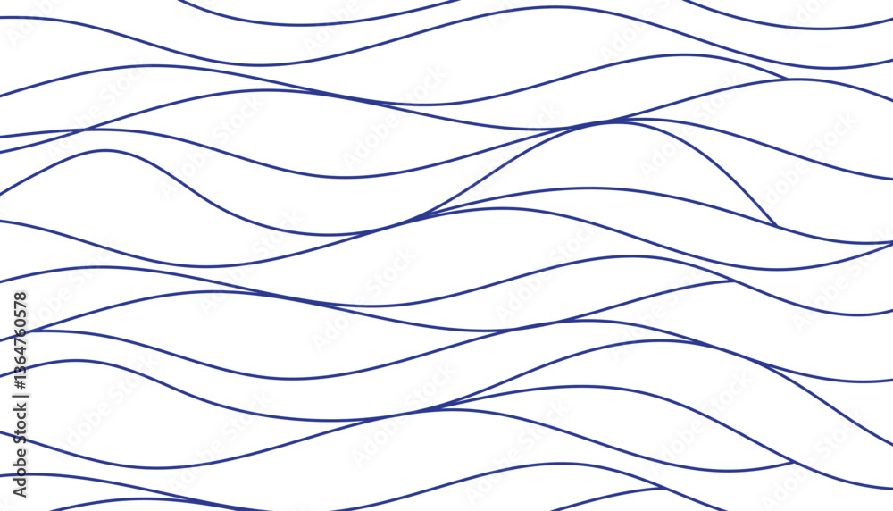 Blue wavy line pattern background. Japanese style concept. Vector illustration. Wave art wallpaper.