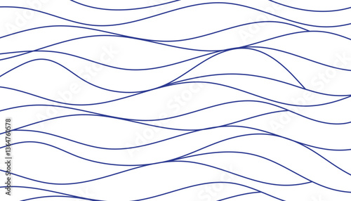 Blue wavy line pattern background. Japanese style concept. Vector illustration. Wave art wallpaper.
