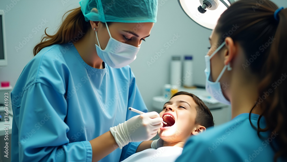 Flat Female Dentist Providing Professional Dental Care Services to Patients Flat Female Dentist Providing Professional Dental Care Services to Patients
