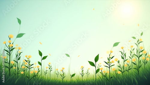 Plants and renewable energy border frame with sustainable living copy space for World Environment Day concept as Vibrant plants and renewable energy elements framing sustainable living space for World