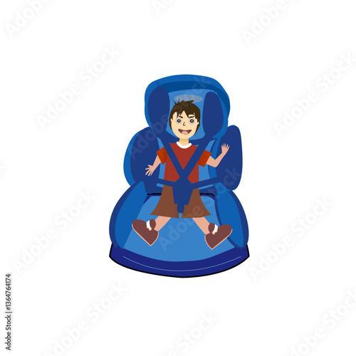 Baby car seat cartoon vector illustration