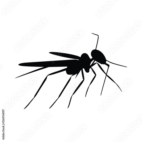 Mosquito vector silhouette black color on isolated white background