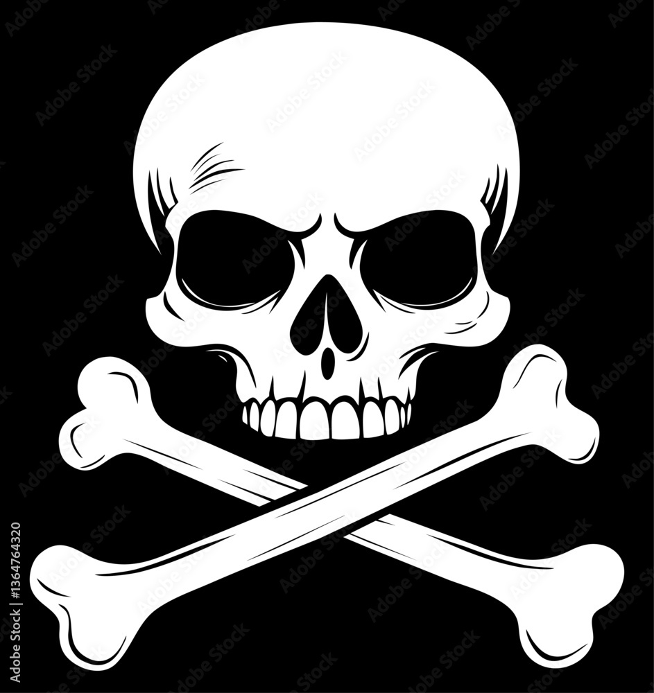 Jolly roger skull and crossbones pirate sign. Generative AI