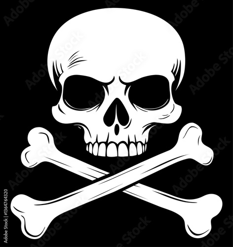 Obraz na płótnie Jolly roger skull and crossbones pirate sign. Generative AI w salonie