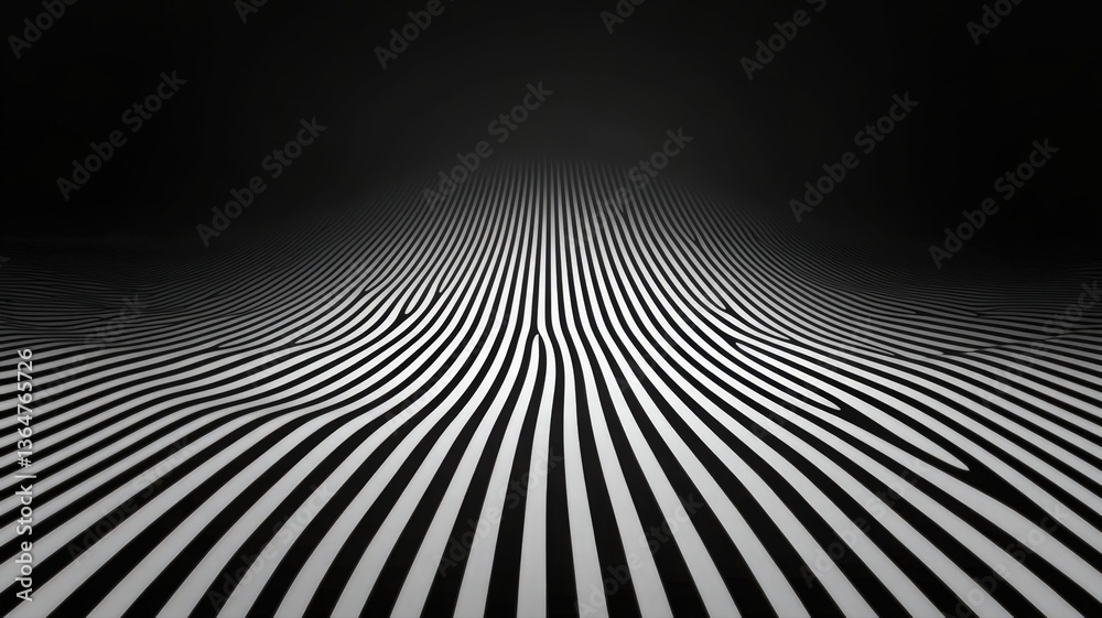 Abstract Black and White Converging Stripes 3D Illusion