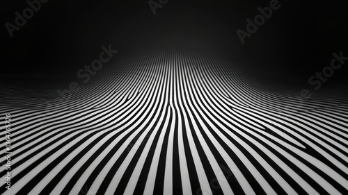 Obraz na płótnie Abstract Black and White Converging Stripes 3D Illusion w salonie