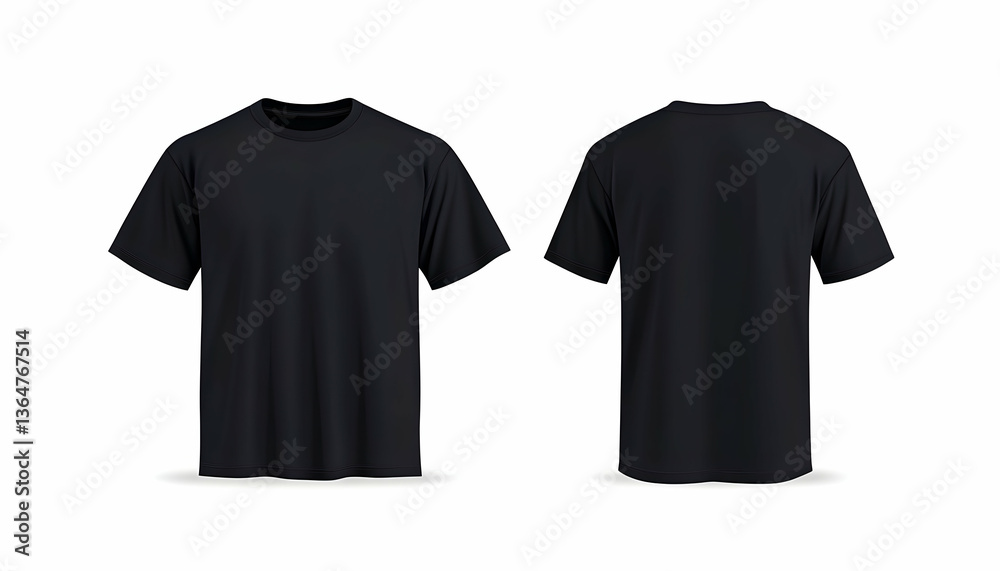 Black shirt mockups Front and back views against a white background Black shirt mockups Front and back views against a white background