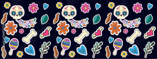 Wallpaper Mural Colorful floral seamless pattern illustration set. Vintage style flower frame background design collection. Geometric natural wallpaper print, spring season nature backdrop texture with flowers. Torontodigital.ca