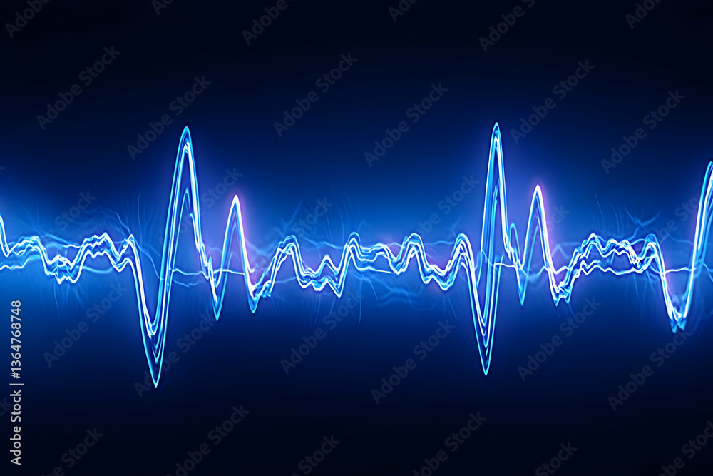 Obraz premium Blue glowing waveform with spiky peak pattern