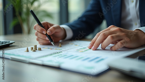 Man Calculating Real Estate Investment Costs and Tax Implications photo