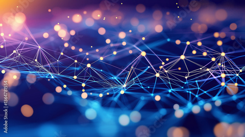 Digitales Netzwerk-Visualisierungskonzept mit vernetzten Lichtpunkten und Verbindungslinien