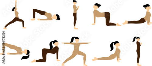  Yoga Poses Women Illustration