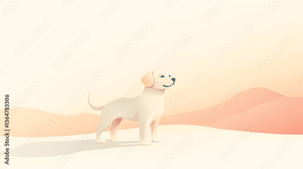 Fototapeta premium Calm desert scene, minimalist landscape with soft pastel hues, emphasizing tranquility and open space for reflection.