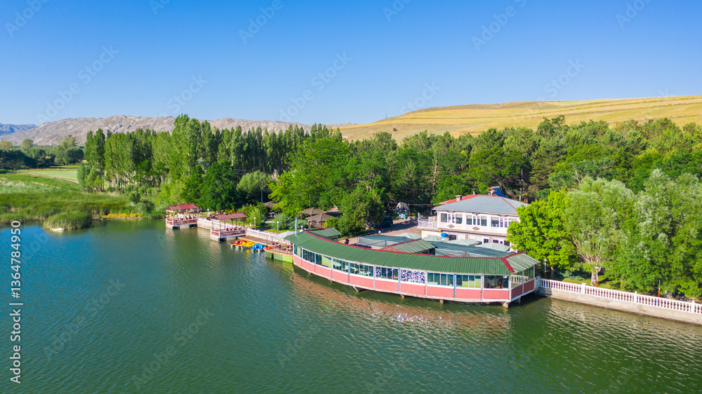 Fototapeta premium Aerial view of Halfeti pond Sivas, Turkey