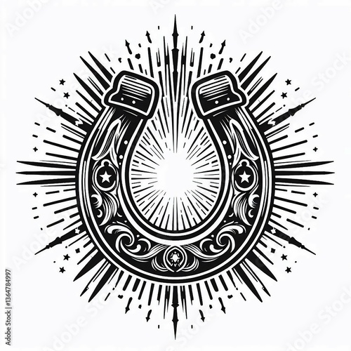 Ornate Horseshoe with Sunburst Design