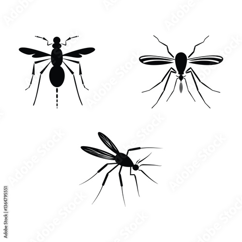 Vector silhouette of mosquito on white background