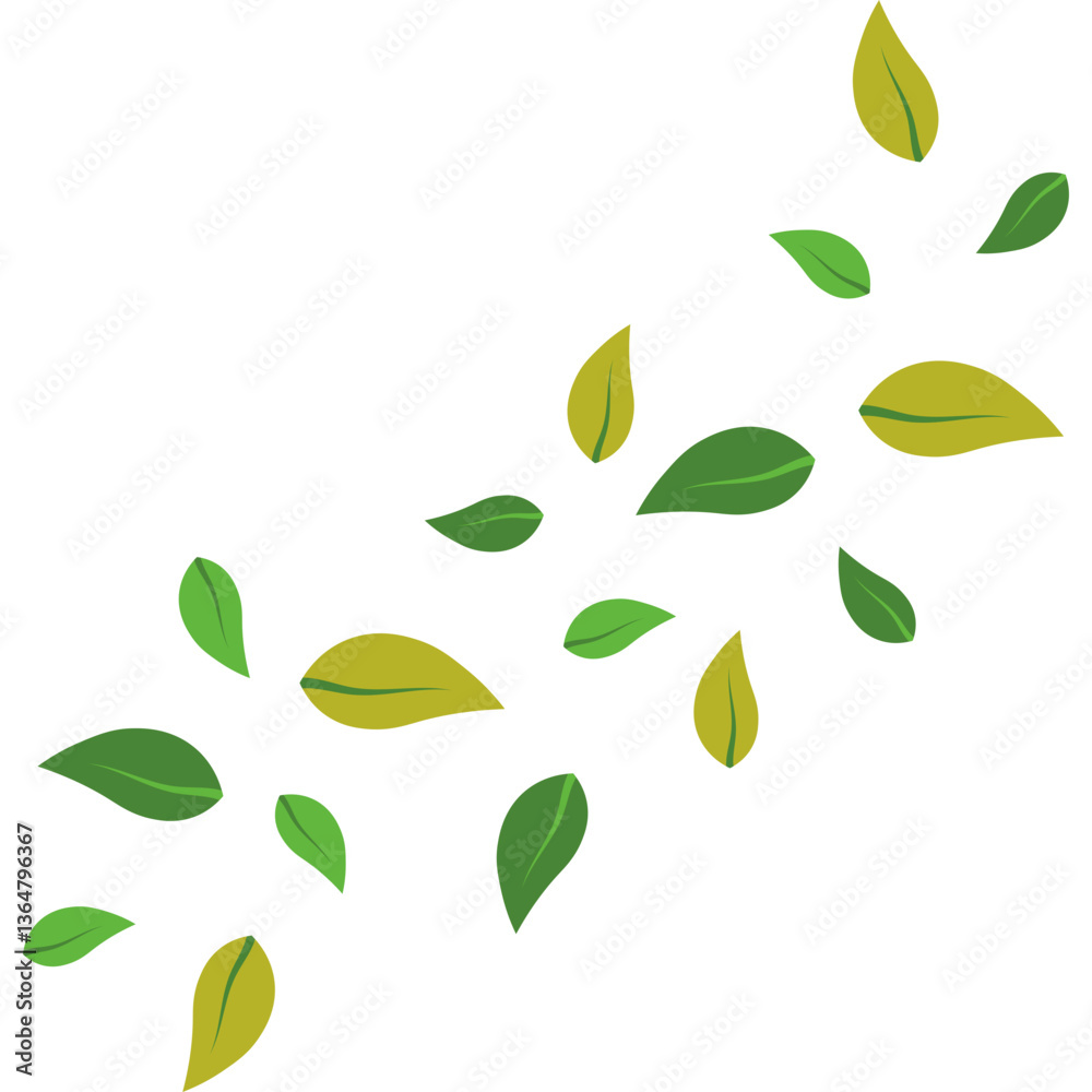 Naklejka premium Flying Green Leaves