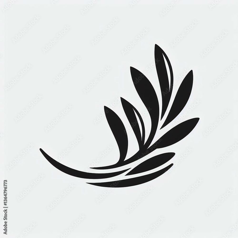 Elegant Black Olive Branch Design