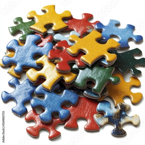 Colorful puzzle pieces jumbled together