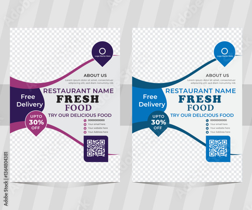 moden  clean professional  food  flyer. review template design with organic shape design  restaurant  business  marketing social media postor  