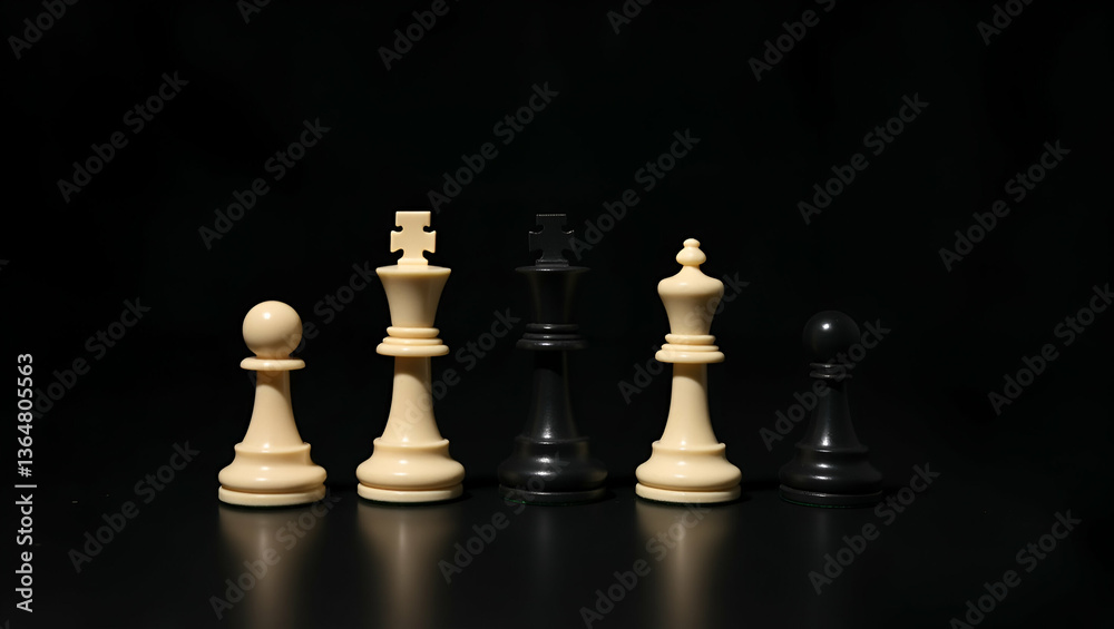 King and Knight Chess Pieces on Dark Background: Strategic Gameplay and Classic Elements King and Knight Chess Pieces on Dark Background: Strategic Gameplay and Classic Elements