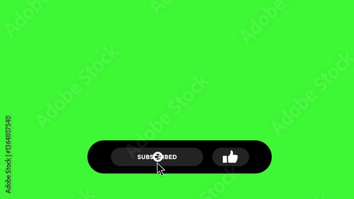 Animated Subscribe Button for Video Overlay. Like Subscribe Bell Notification Button, subscribe to channel. Green Screen	