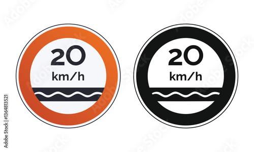 20 km/h Speed Limit Road Sign – Nautical & Traffic Safety Design