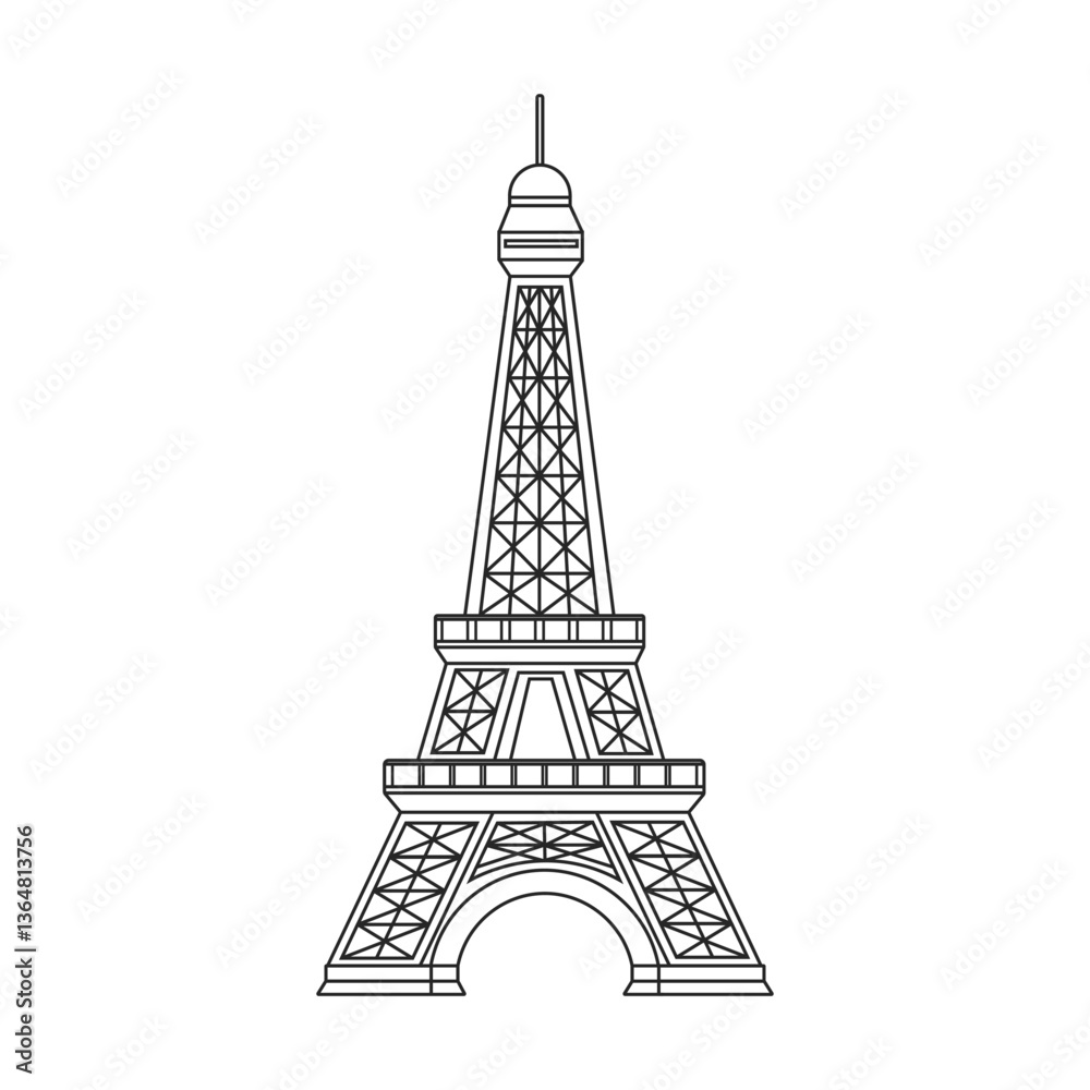 Fototapeta premium Eiffel tower hand sketched icons. Symbols of Paris