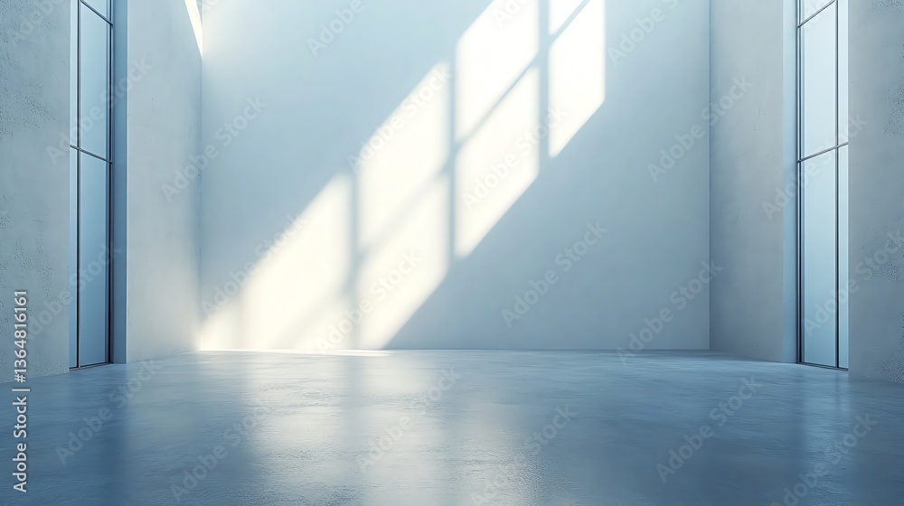 Obraz premium Empty Room with Sunlight Streaming Through Window Casting Shadows