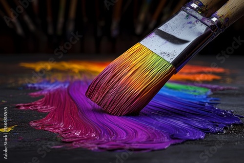 A hyper-realistic close-up of an artist brushstrokes, recreating a vibrant Arles landscape on canvas
